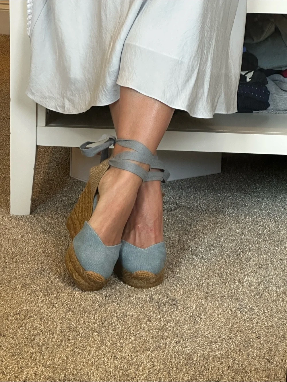 Castaner CHIARA T/8ED/002 37 (7 7.5) chambray denim  blue wedge espadrille